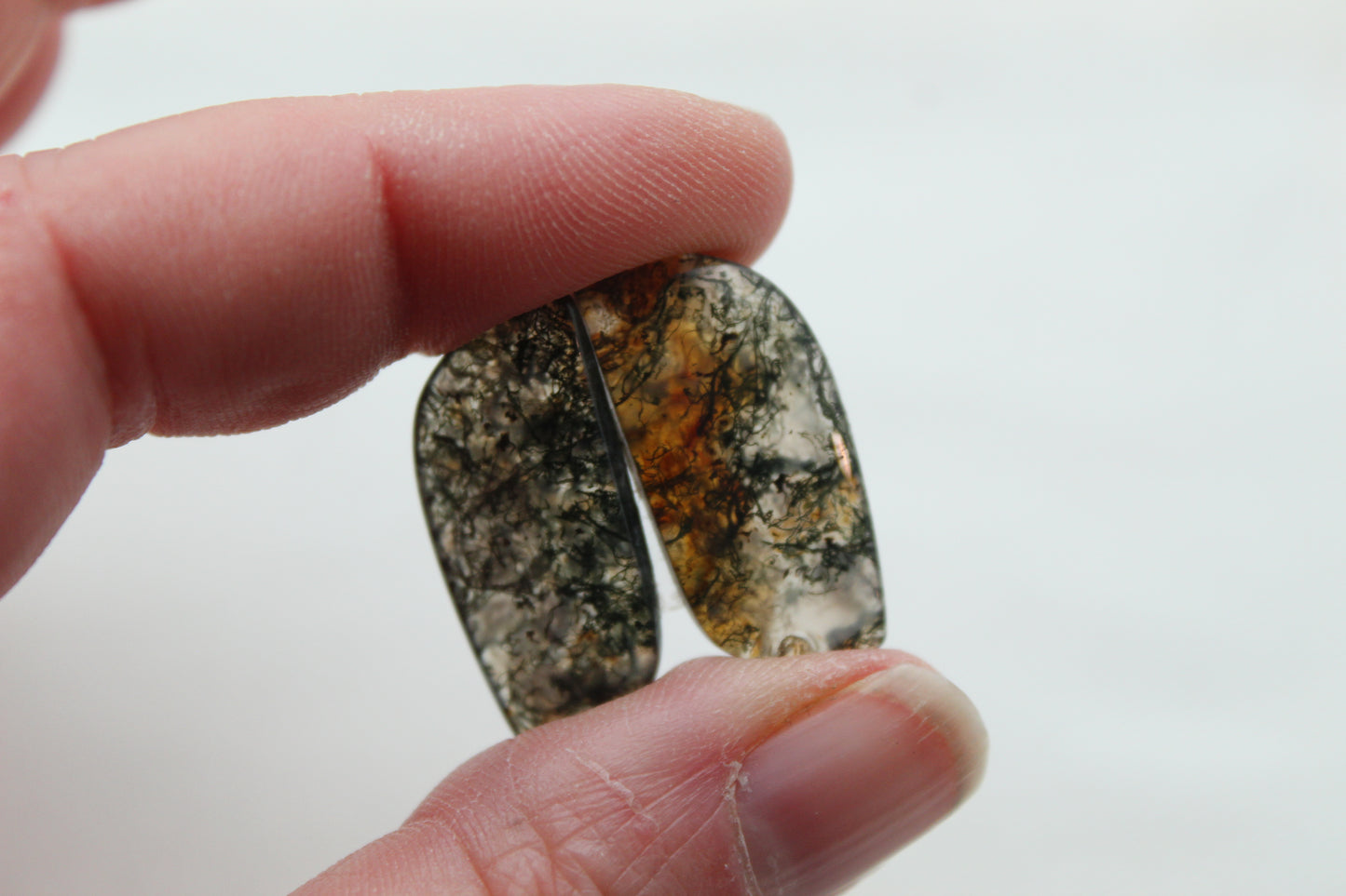 Pair of moss Agate Cabochons