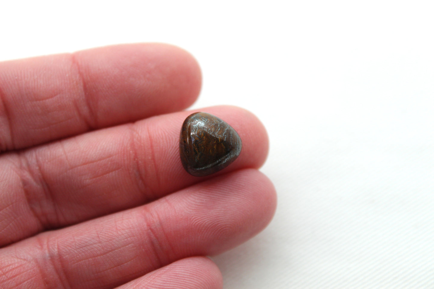 FOUR cabochons of Hematite Tiger Eye Trillion 12MM