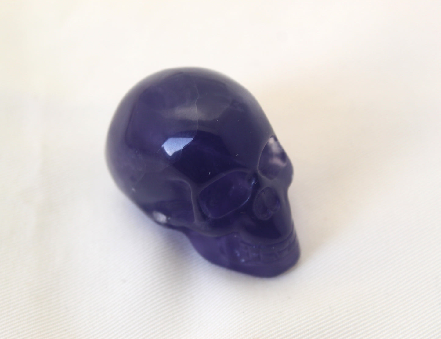 One Fluorite SKULL natural Gemstone Purple
