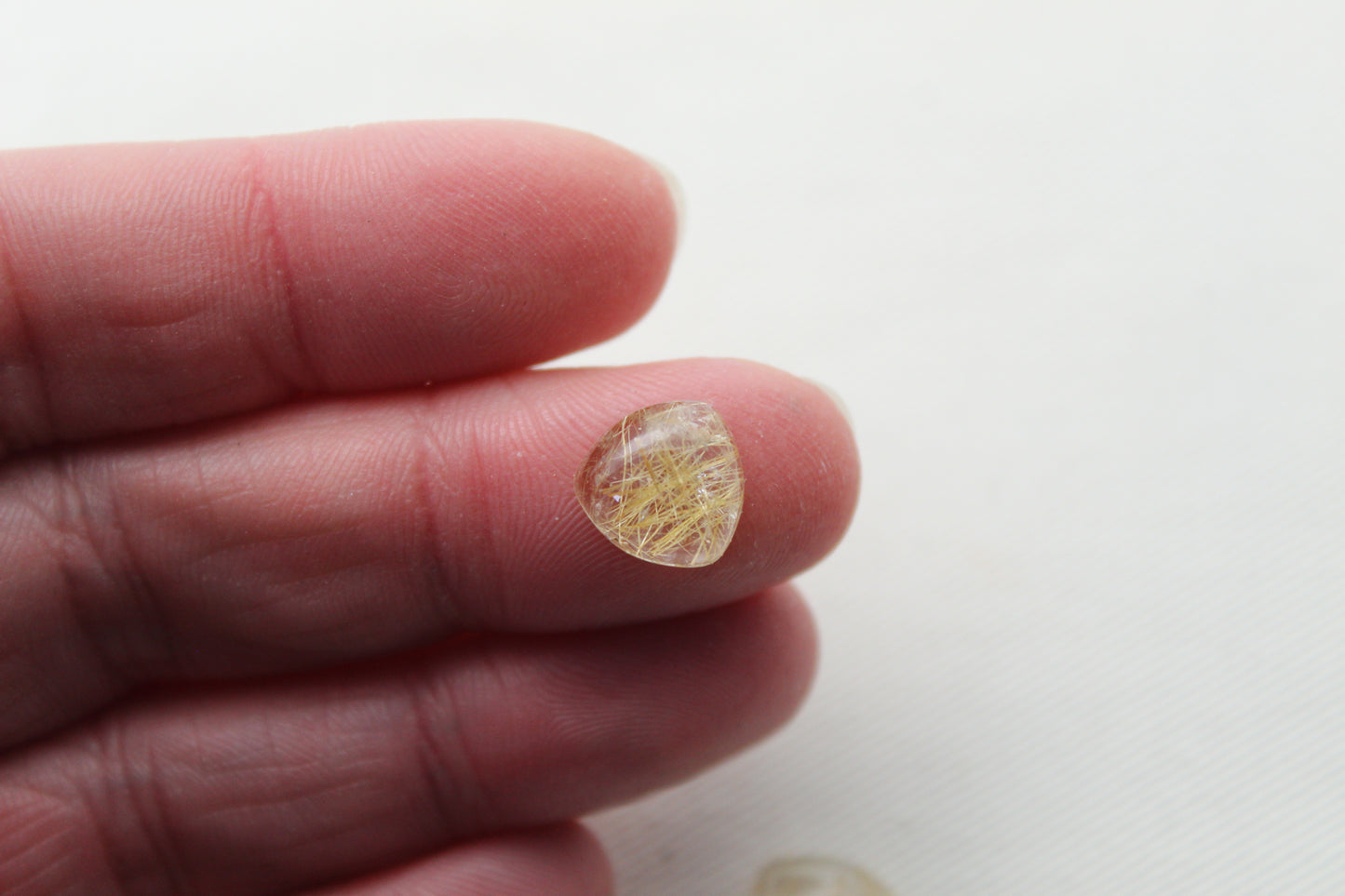 TWO rutilated Quartz cabochons trillion Gemstones 10MM