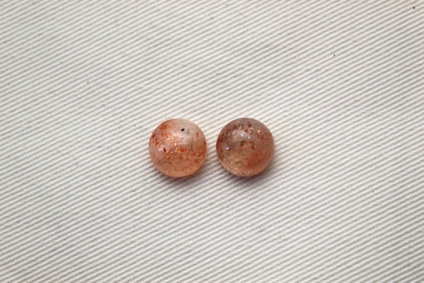 TWO Sunstone cabochons 10MM Gemstones round