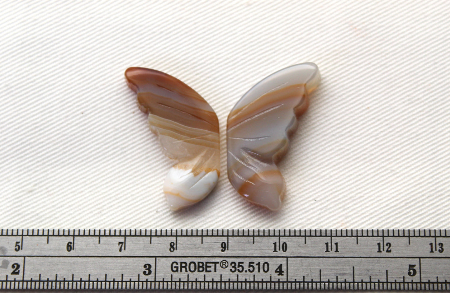 Agate Cabochon Pair Gemstone White beige