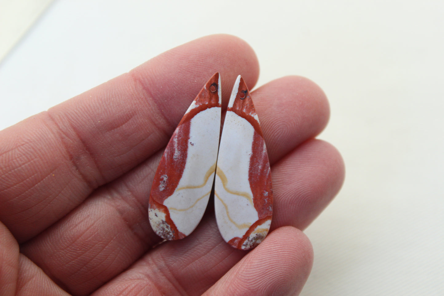 Pair of Indonesian Jasper Cabochons DRILLED