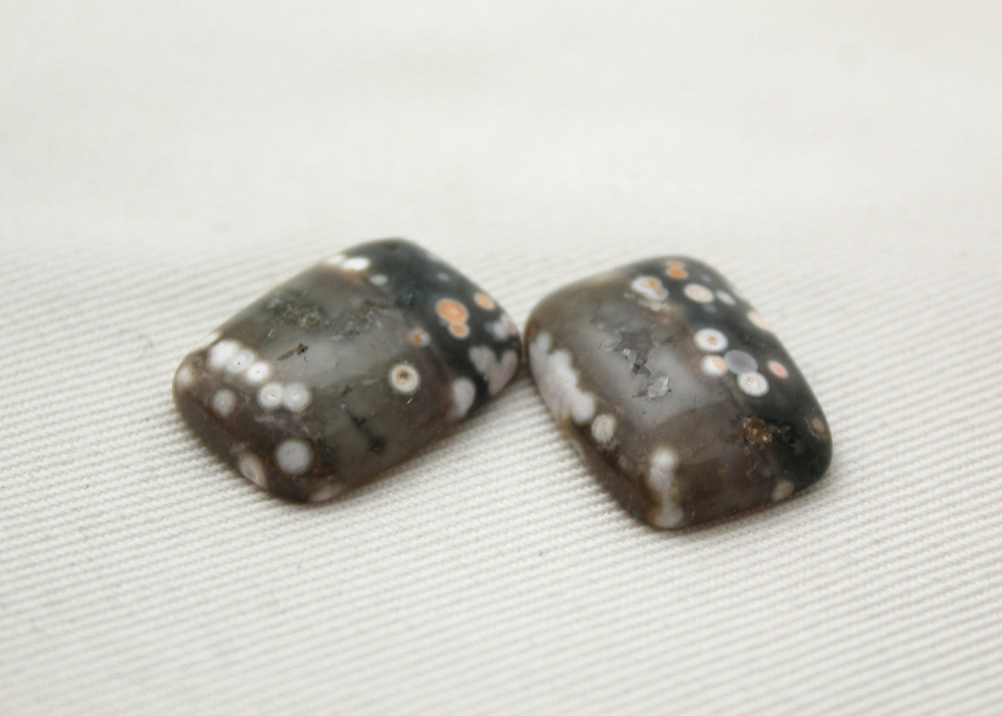 TWO Ocean Jasper smooth green white Cabochon