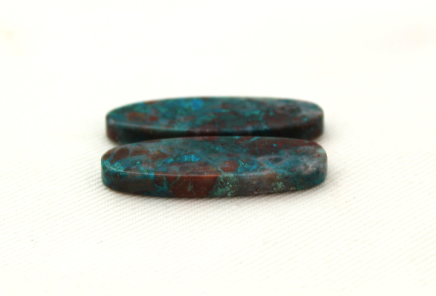 Chrysocolla Cabochon Pair Blue Gemstone Oval