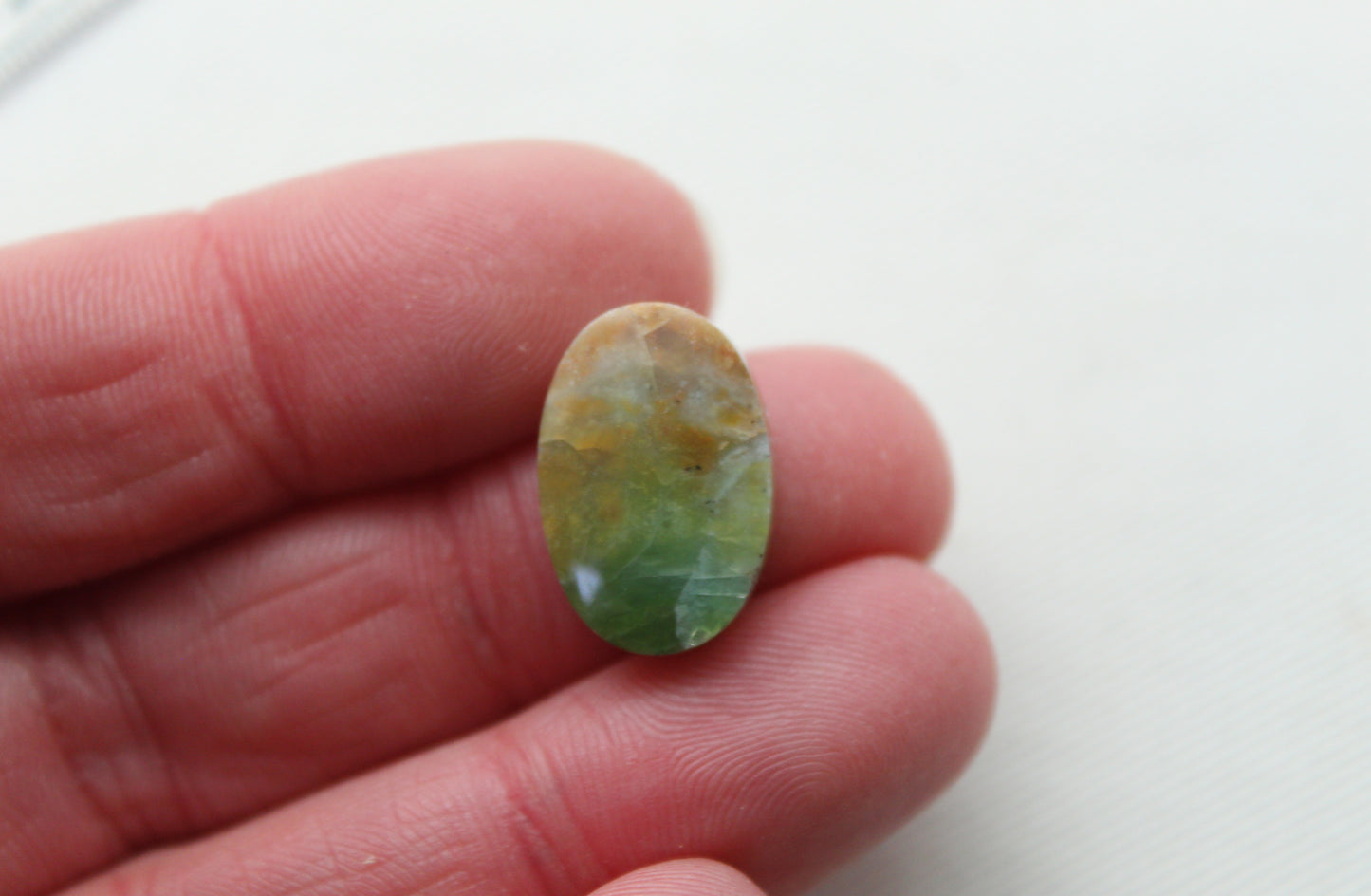 TWO SMALL Green opalized Wood Cabochon