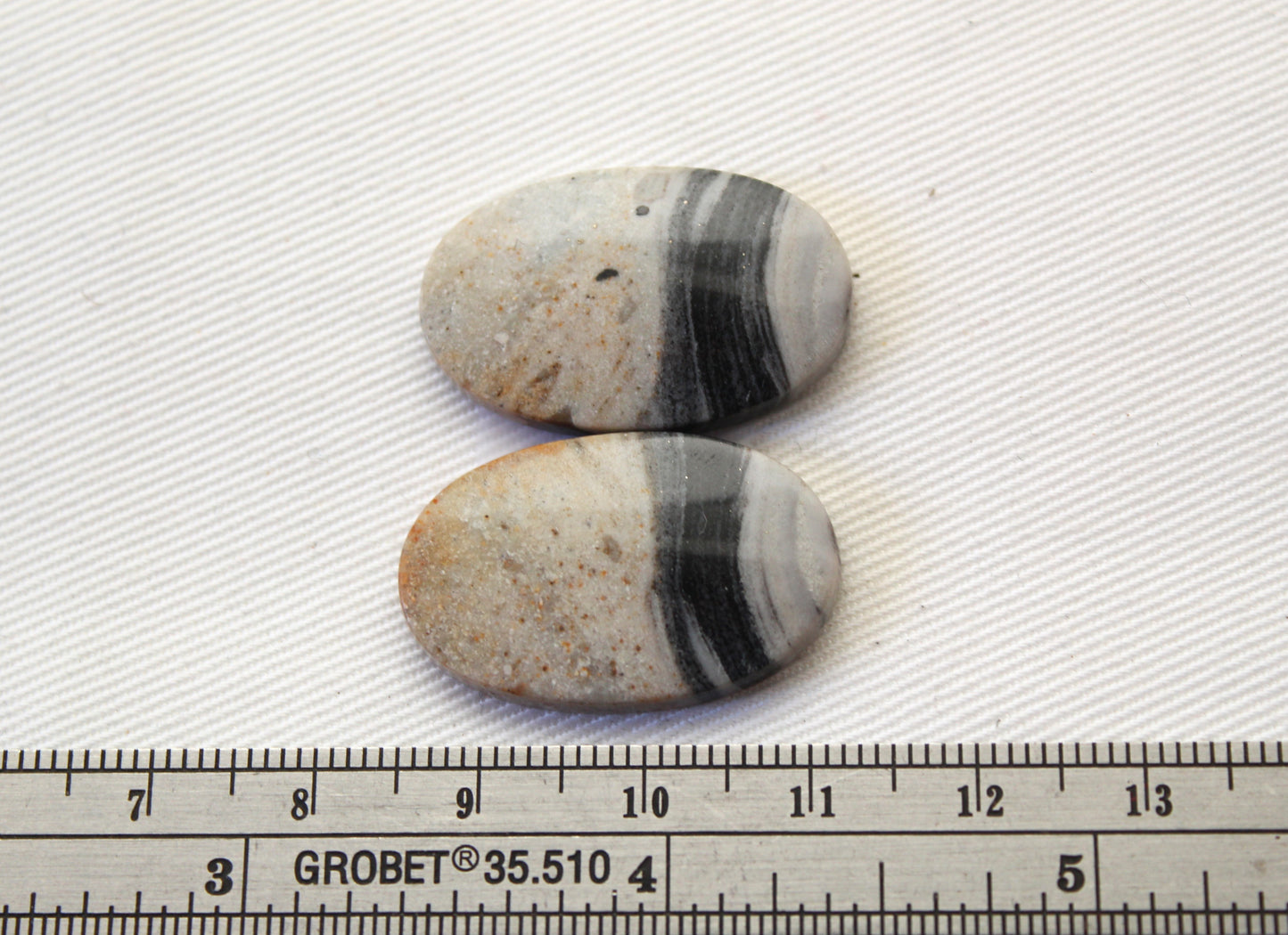 Pair of striped Jasper Cabochons Oval