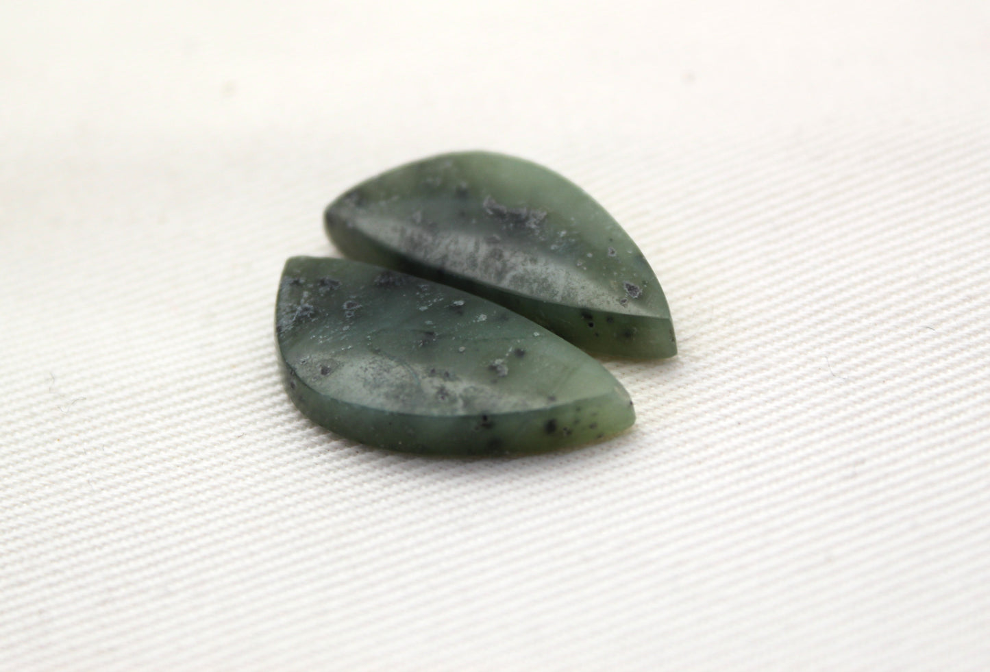 Small Nephrite Jade Cabochons Pair Gemstone moss green