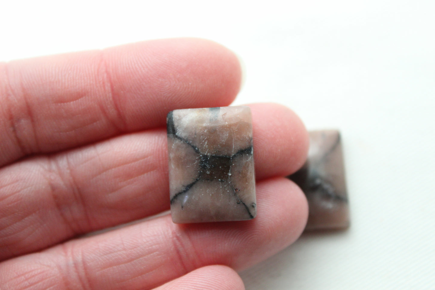 Andalousite Chiastolite Cabochon Pair Gemstone rectangle 15X20MM