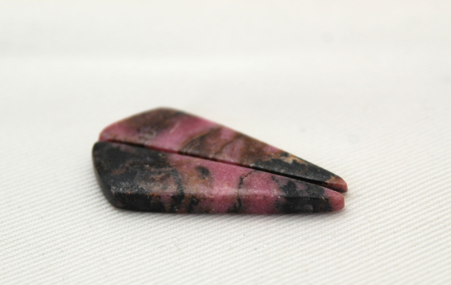 Pair of Rhodonite Cabochons Gemstone pink black