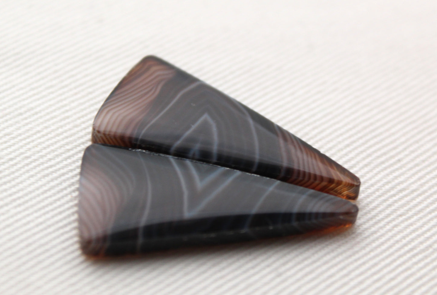 Banded Agates Cabochons Gemstone brown Pair