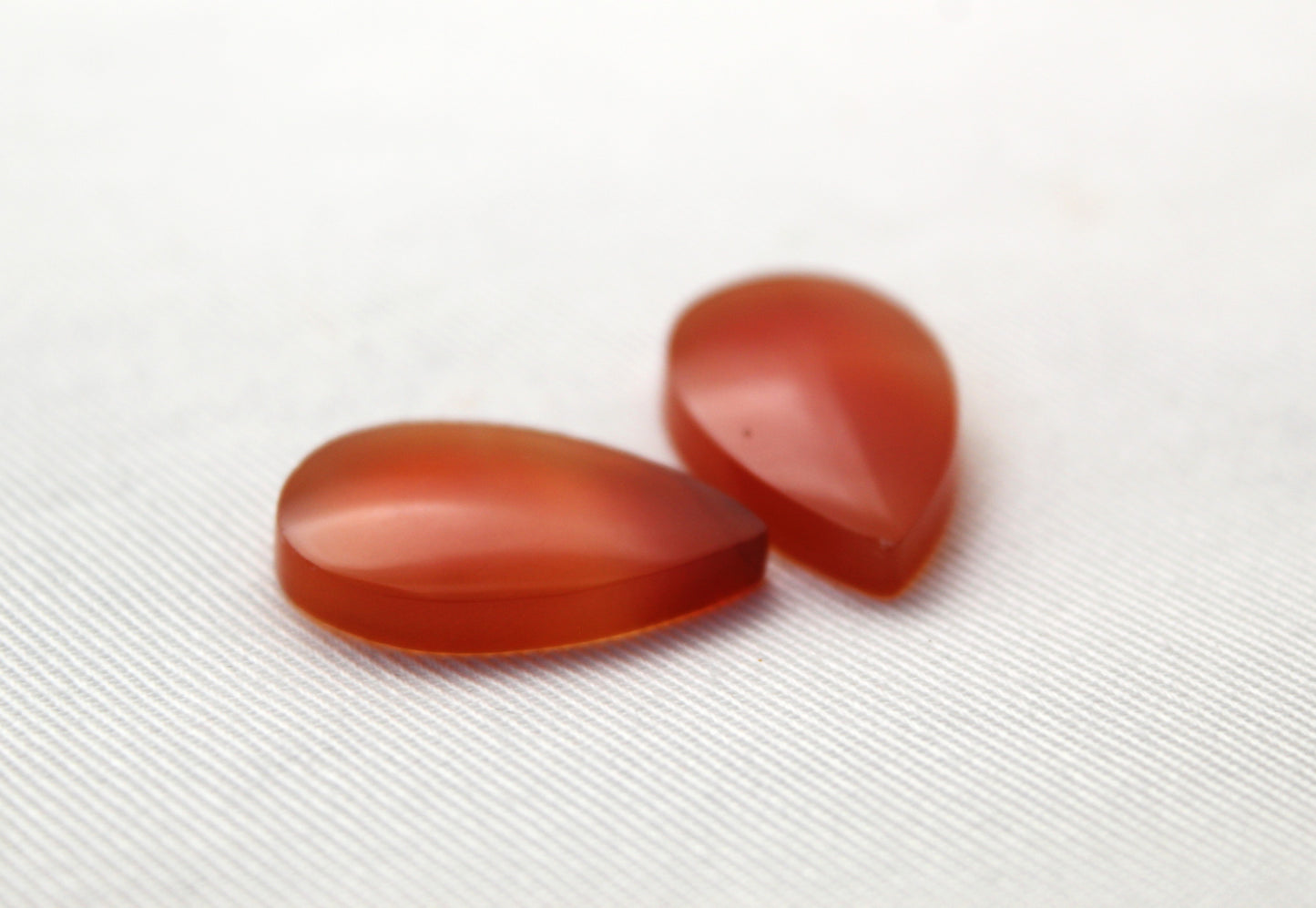 Carnelian Pair Cabochons long teardrop