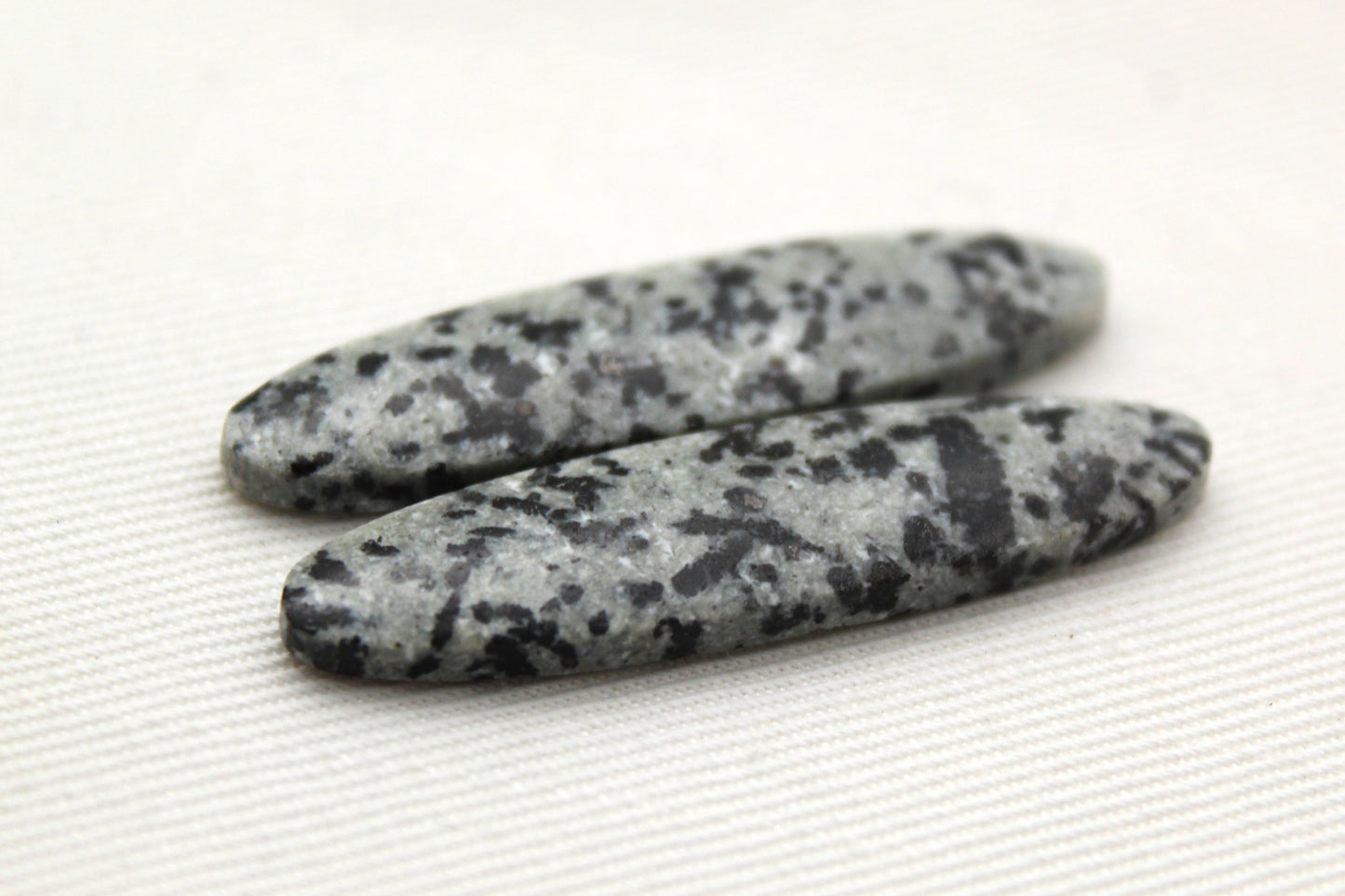 Dalmatian Jasper pair gray gemstone cabochon