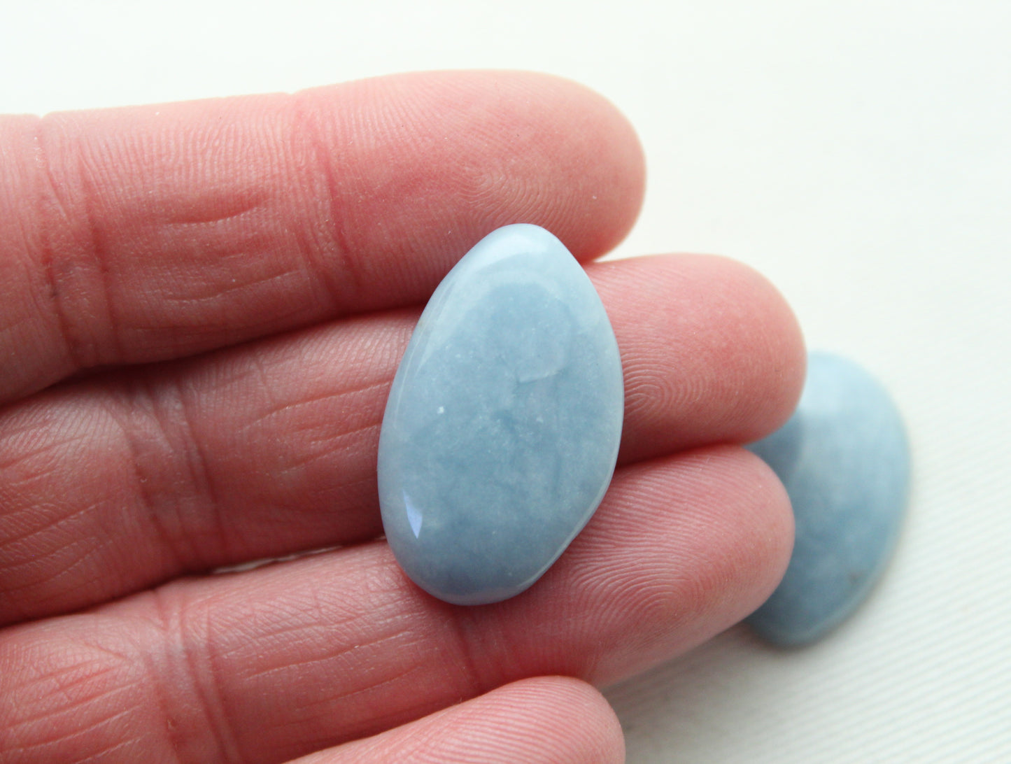 TWO Angelite freeform Cabochon Blue Gemstone