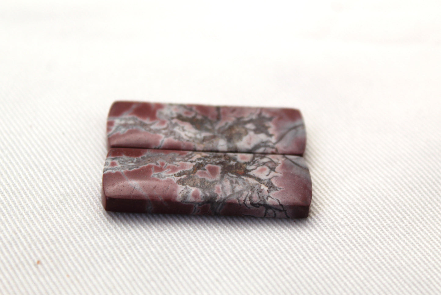 Rhyolite Cabochons Pair gemstone pink rectangle