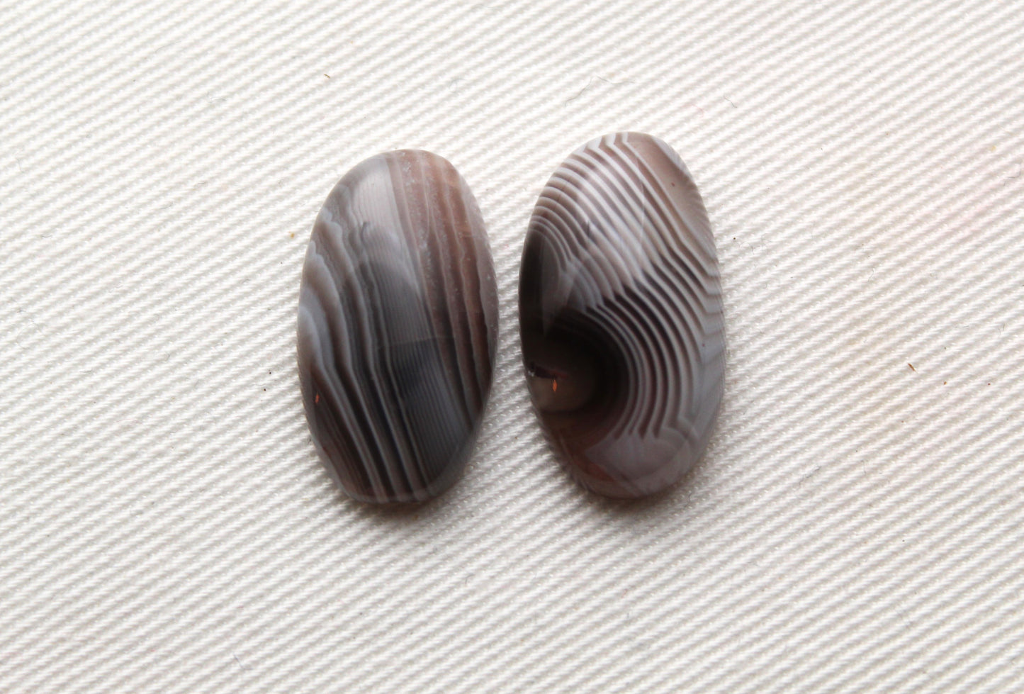 TWO Botswana Agate cabochons Gemstone smooth freeform