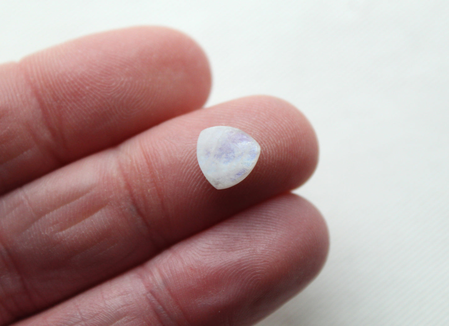 TWO SMALL white Moonstone Flat cabochons 8MM Gemstones trillion