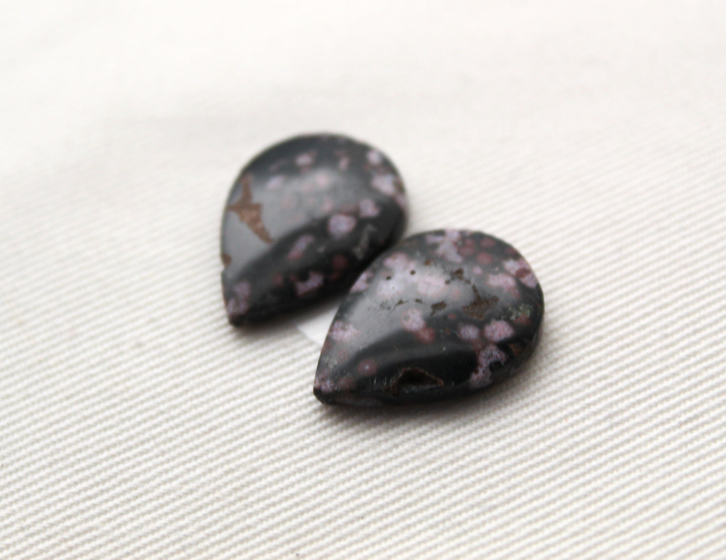 River Jasper Cabochons Pair Gemstone teardrop