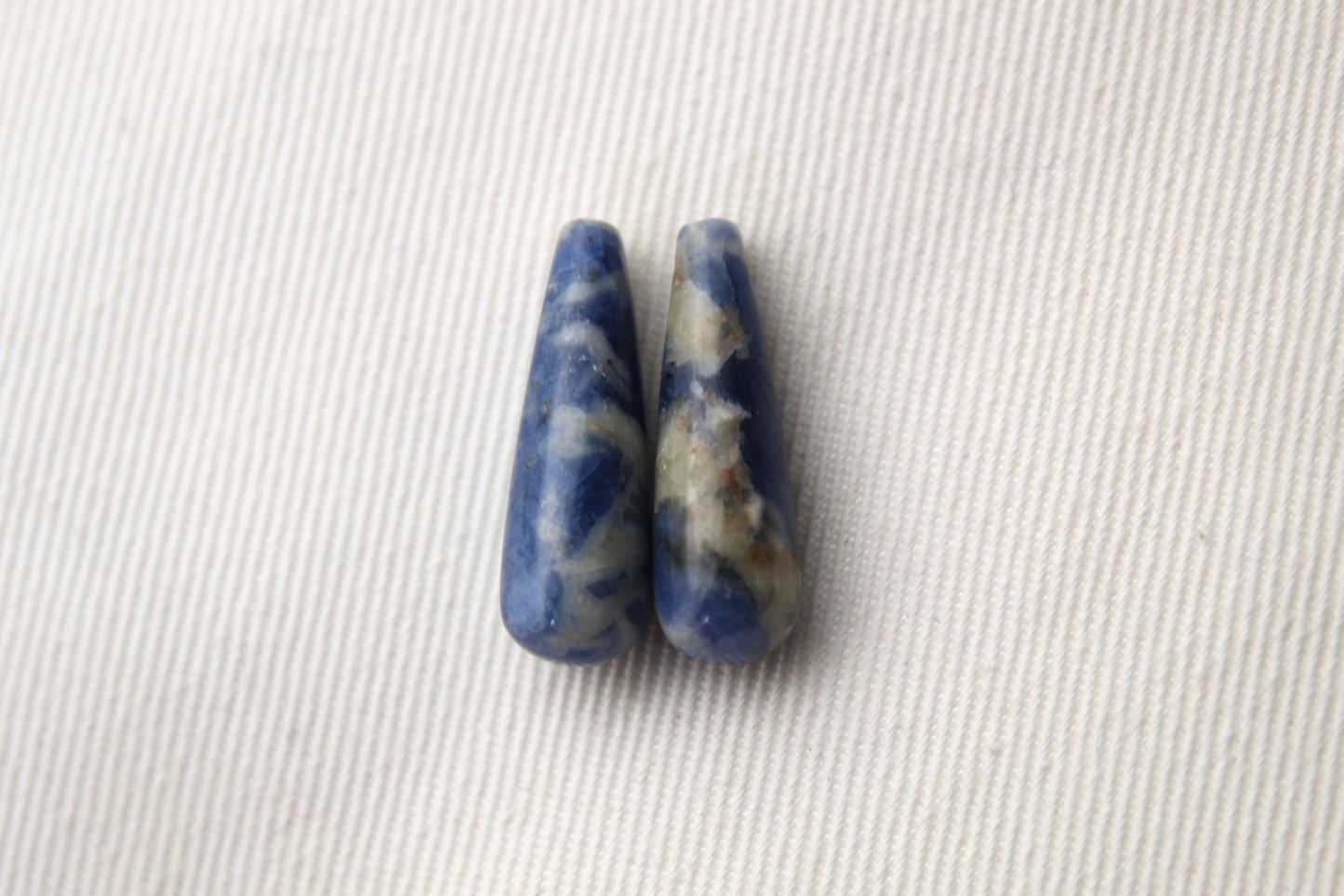 DRILLED Set of two Sodalite Gemstones drop blue
