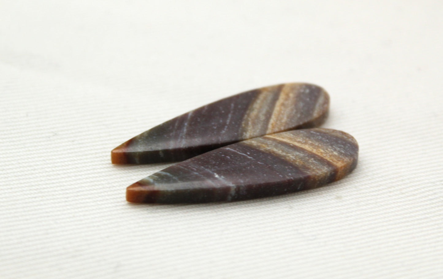 Pair of Indonesian Jasper Cabochons teardrop