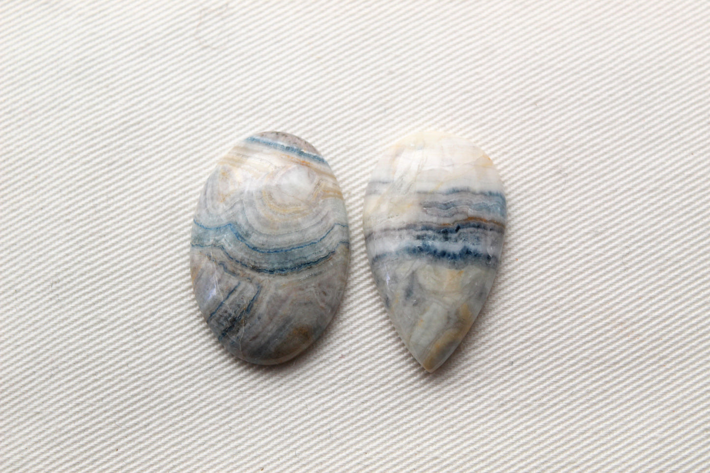 Fossil Palmwood Pair Cabochon Gemstone with druzy pockets Oval