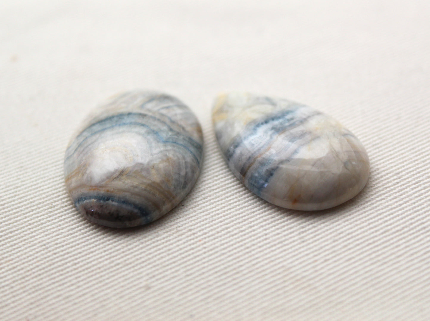 Fossil Palmwood Pair Cabochon Gemstone with druzy pockets Oval