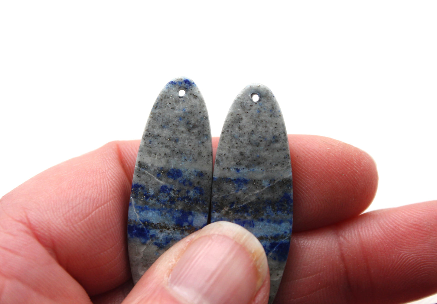 Pair of Lapis Lazuli cabochons Gemstones Oval DRILLED