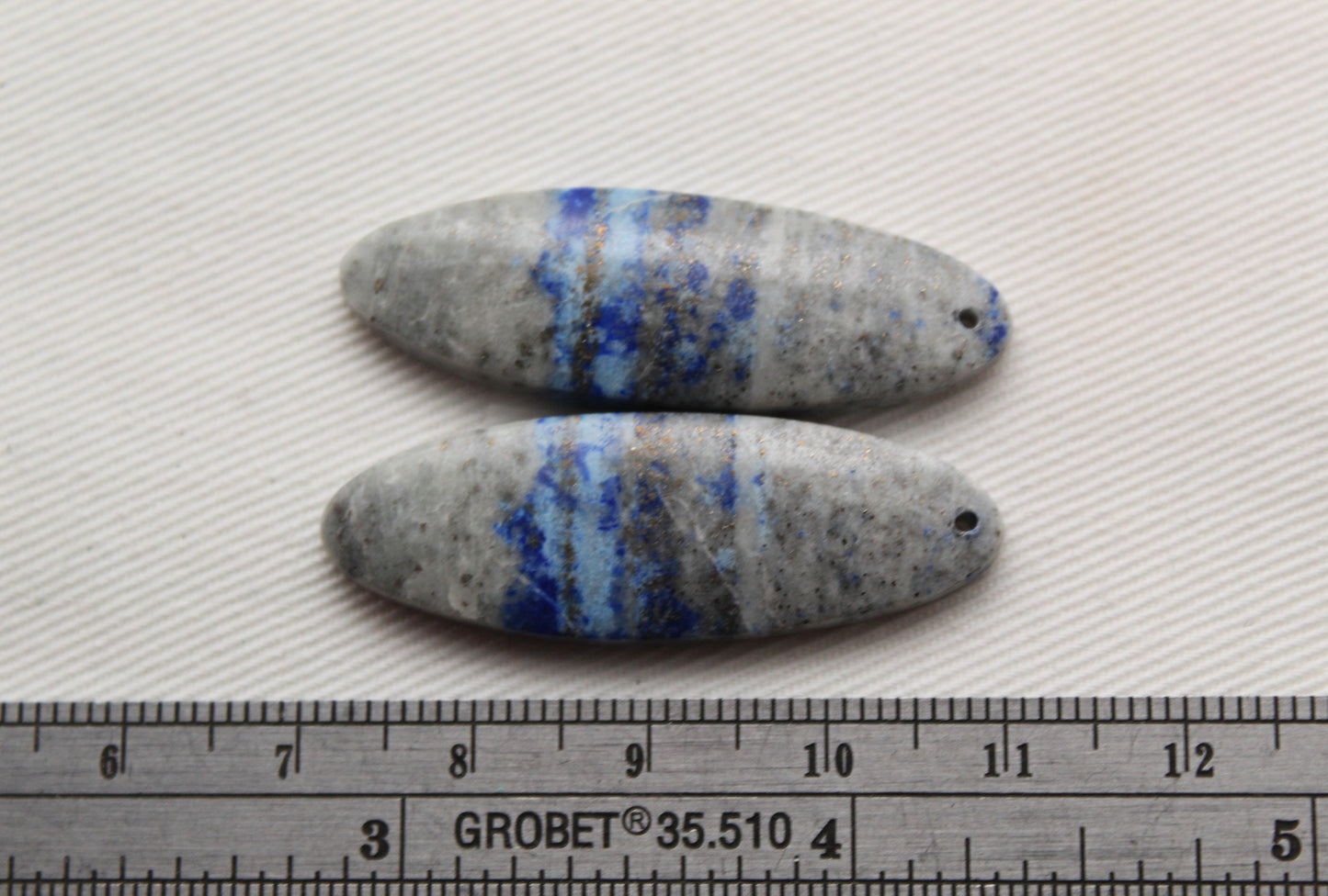 Pair of Lapis Lazuli cabochons Gemstones Oval DRILLED