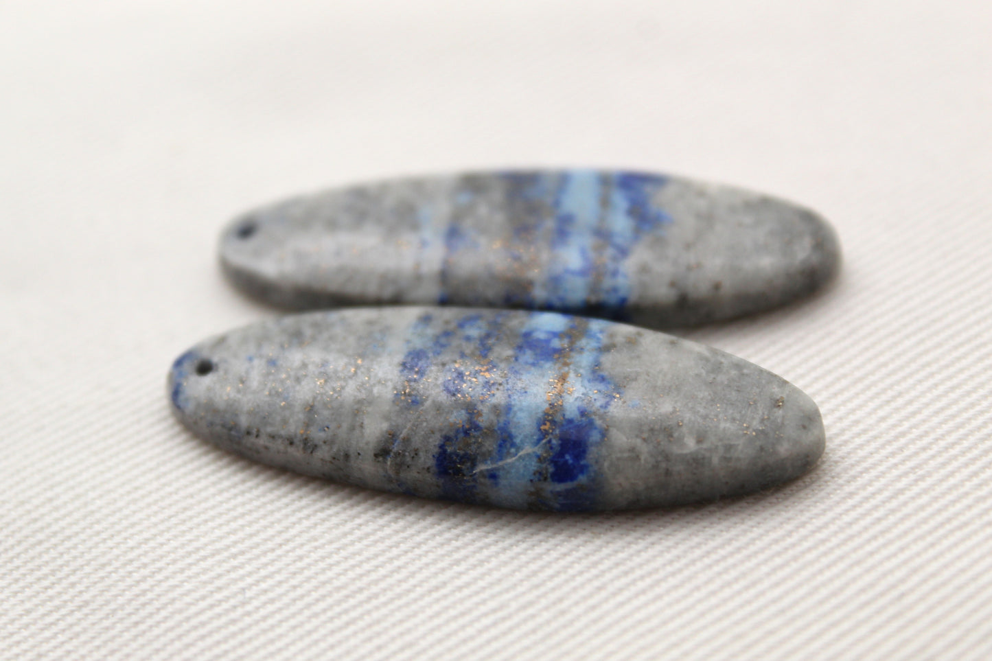 Pair of Lapis Lazuli cabochons Gemstones Oval DRILLED