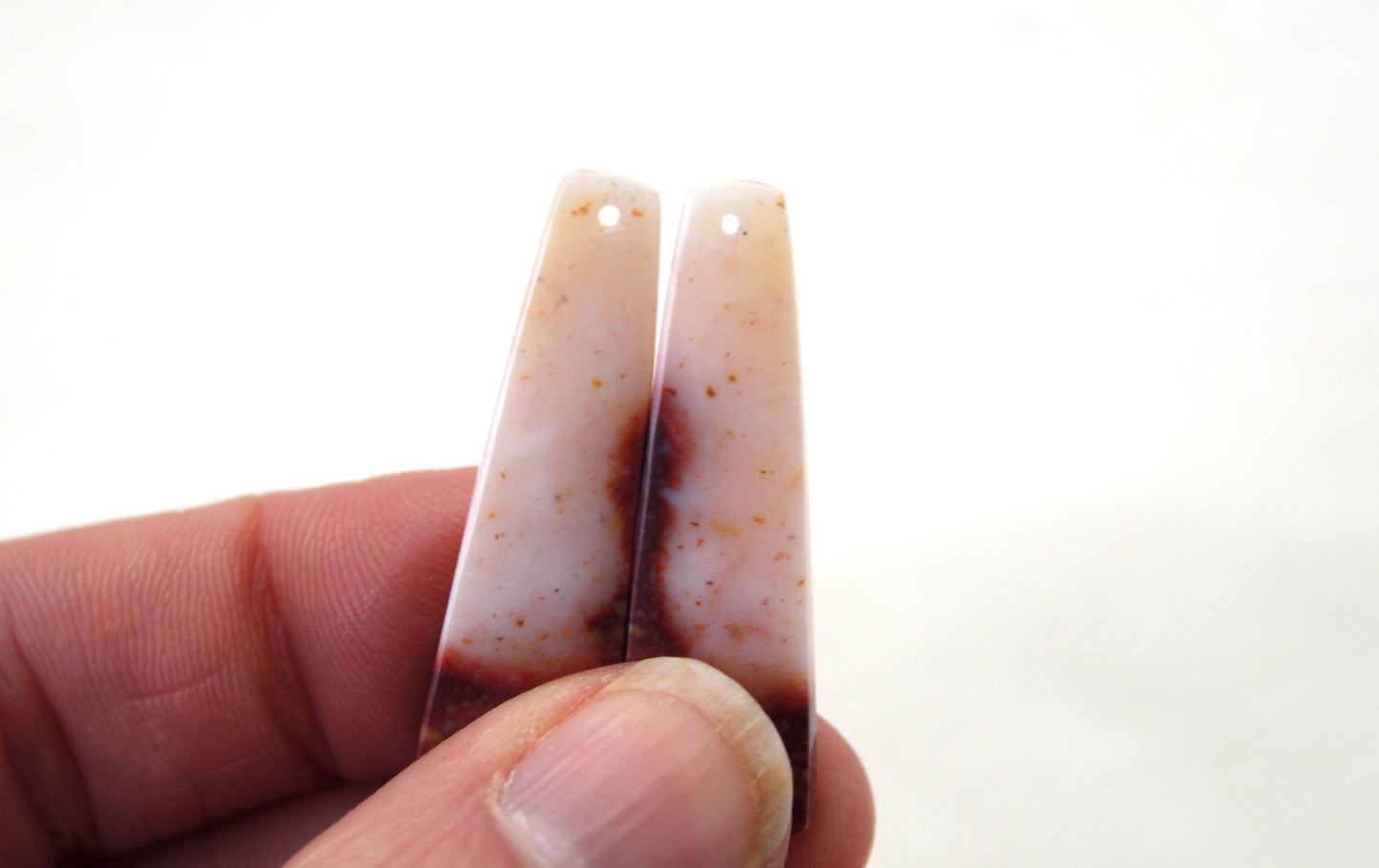 Pair Indonesian Agate Cabochons gemstone natural DRILLED