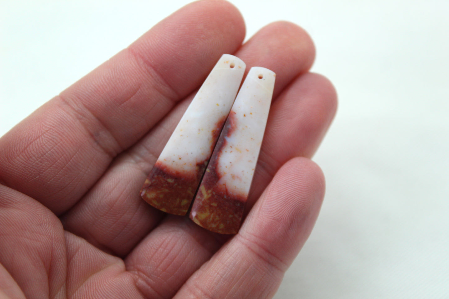 Pair Indonesian Agate Cabochons gemstone natural DRILLED