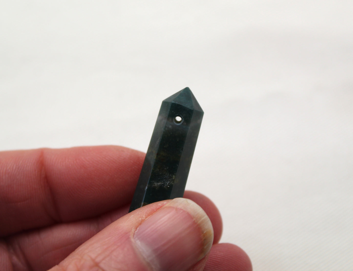 Bloodstone double point Tower gemstone pendant size DRILLED