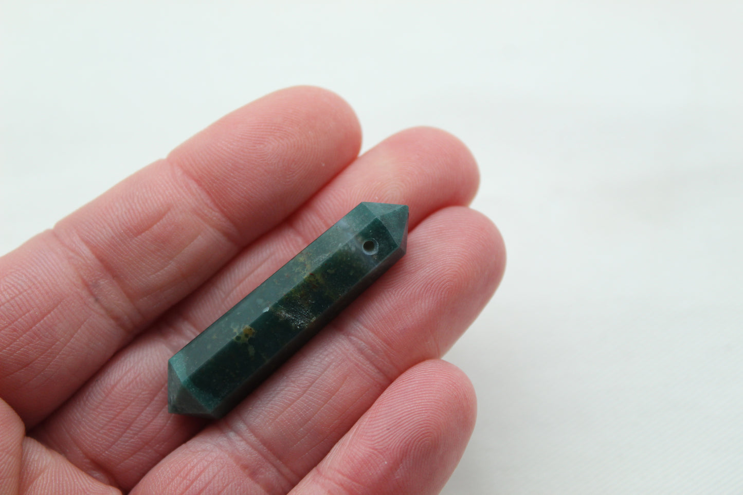 Bloodstone double point Tower gemstone pendant size DRILLED