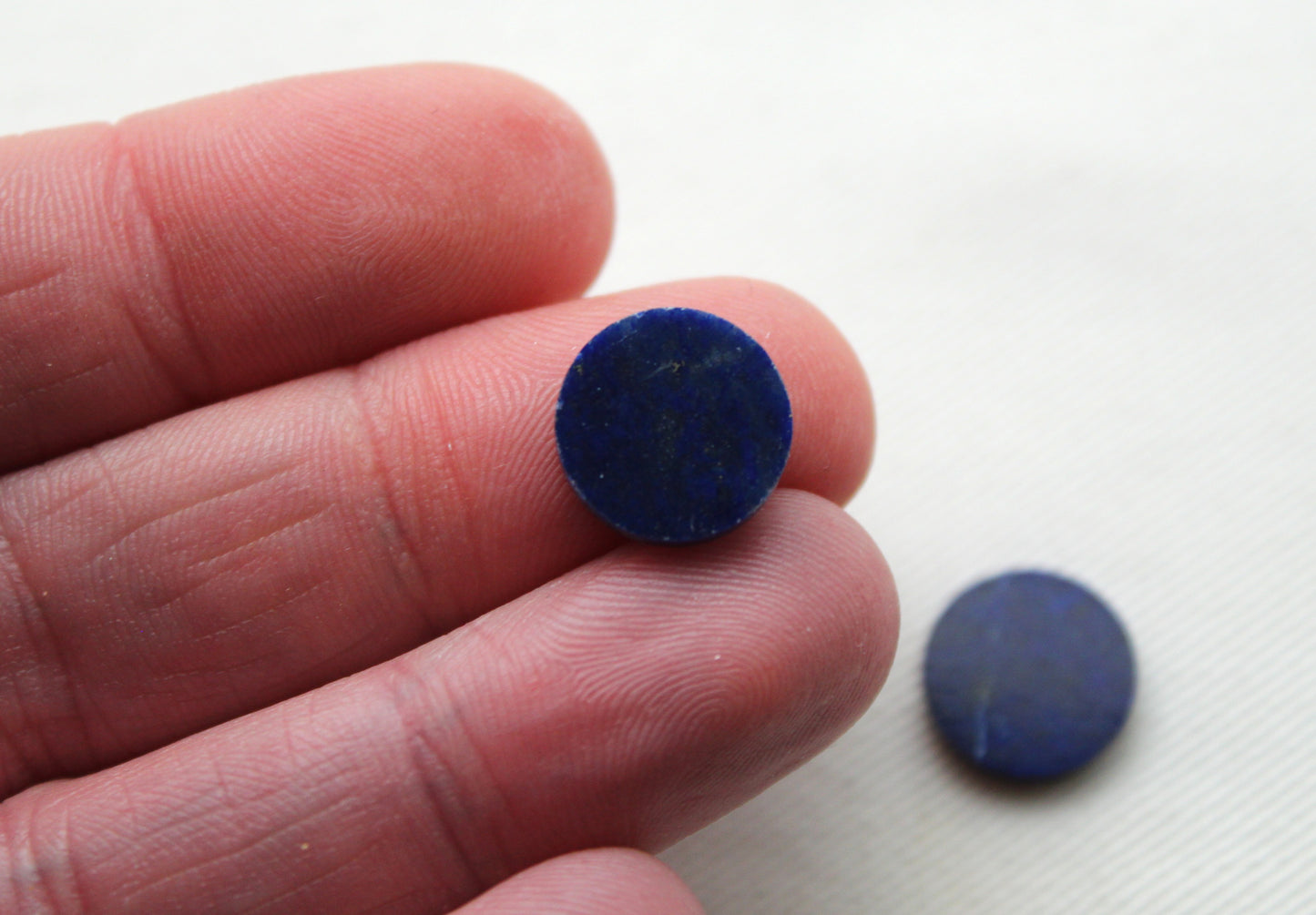 TWO Lapis lazuli Flat Cabochon Blue Gemstones round 12MM - LAST ONES