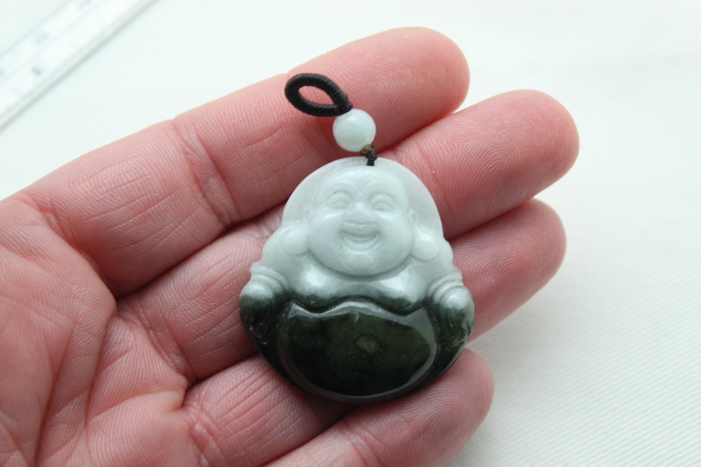Buddha Jade Green gemstone Cabochon drilled 36MM