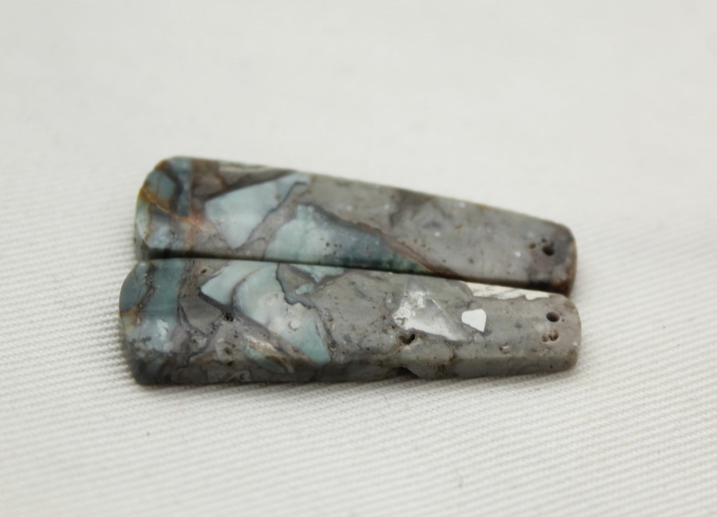 Green Jasper cabochons Gemstone pair DRILLED