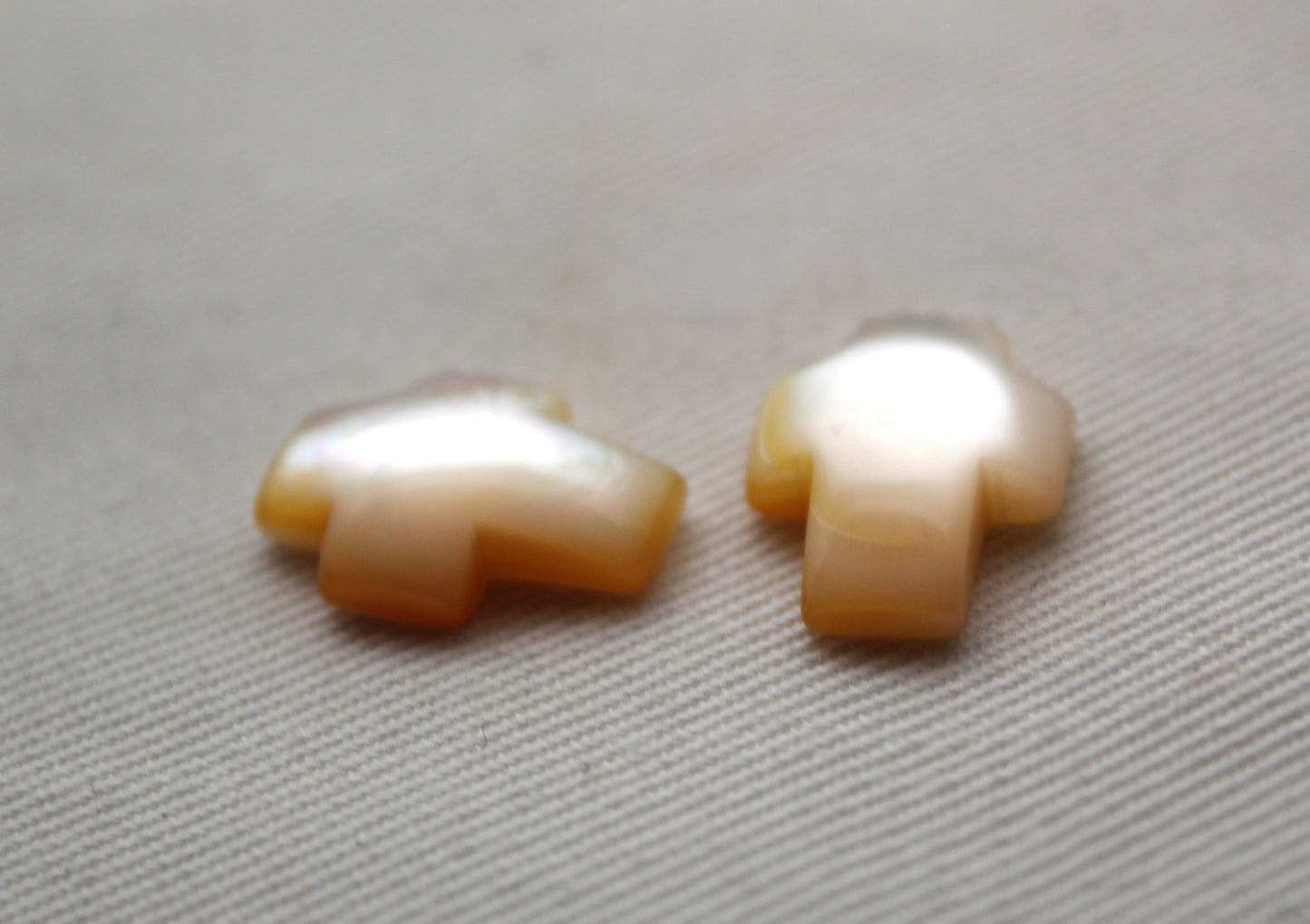 TWO Mother of pearl Cabochon Gemstones CROSS 12x16MM