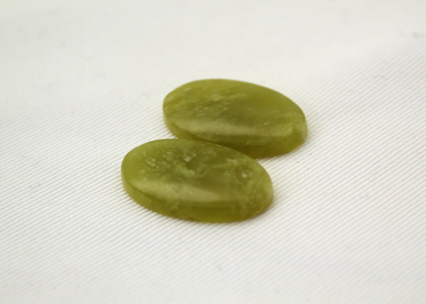 Vesuvianite Cabochon Pair Gemstone light green Oval