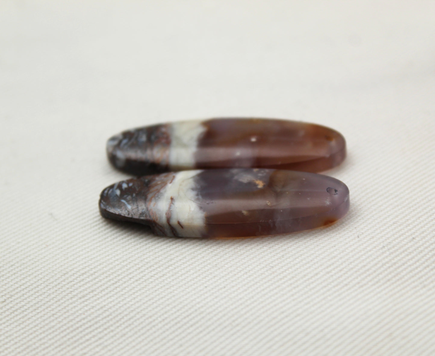 Indonesian Agate Pair Cabochon Gemstones Oval DRILLED