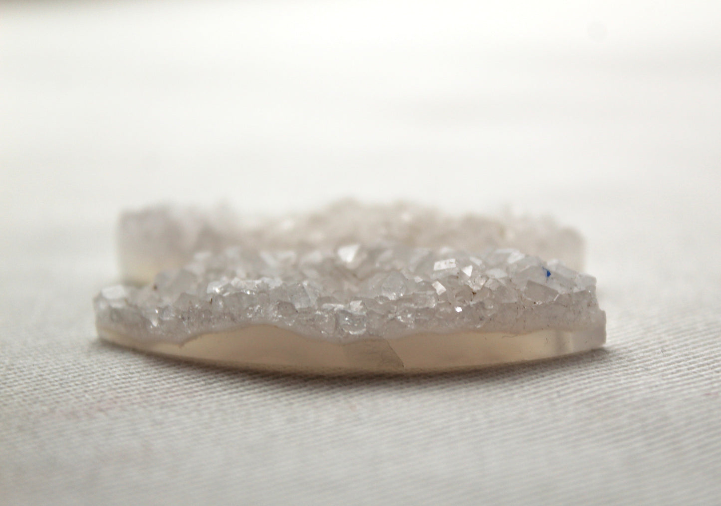 White Druzy Pair Cabochons marquise DRILLED