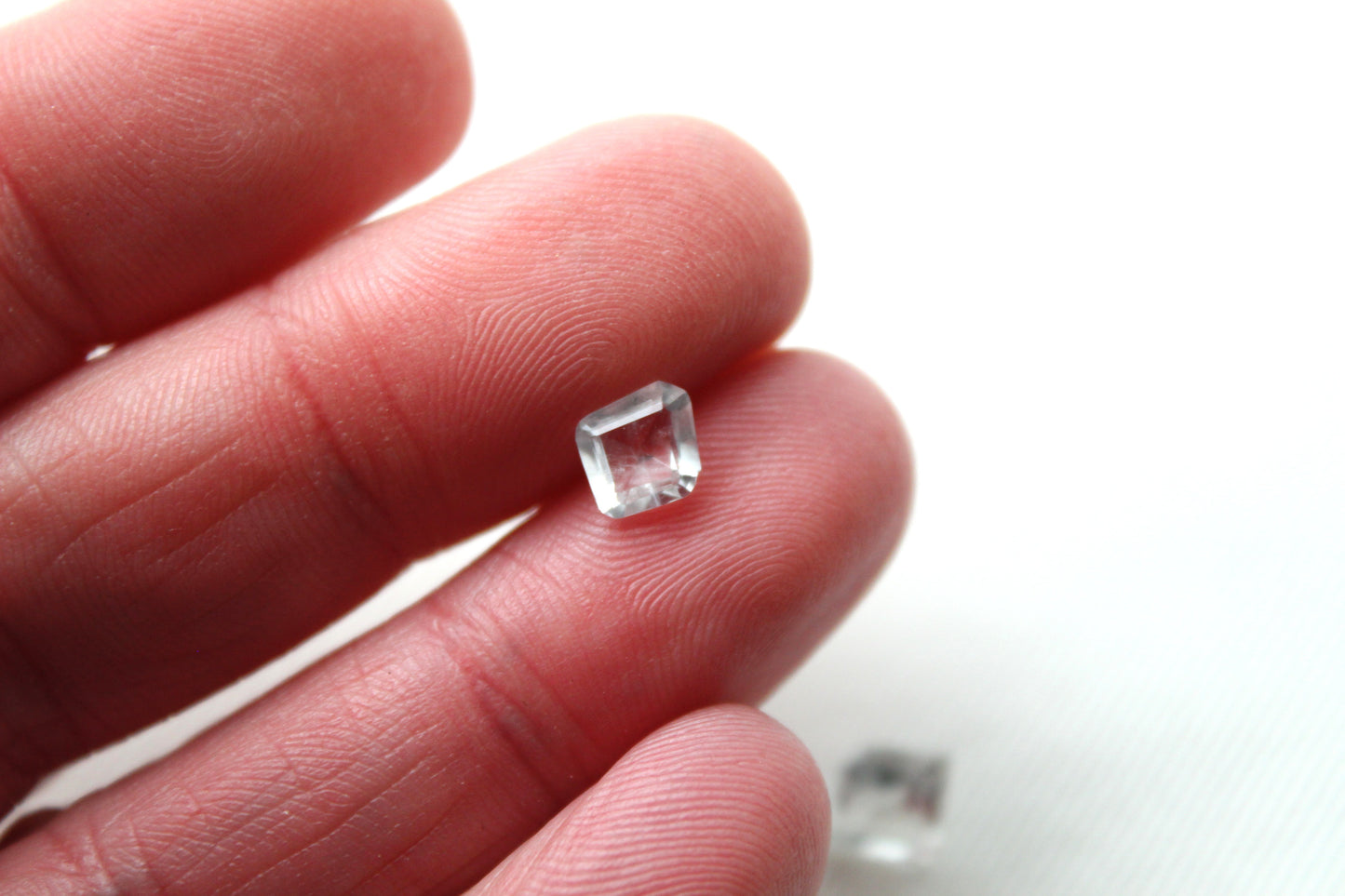 TWO Faceted Hollandite in Quartz freeform Gemstone clear