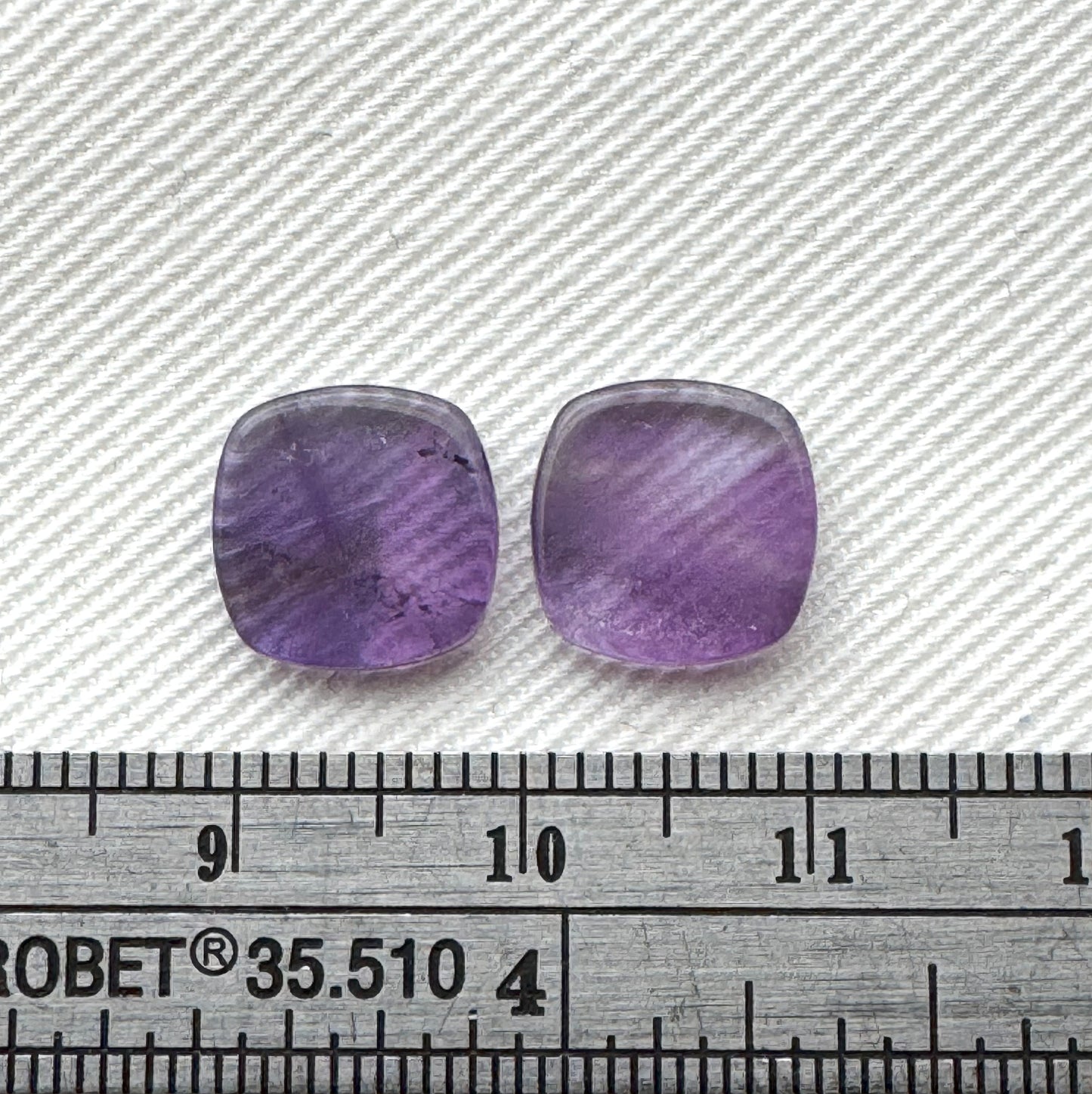TWO Flat Amethyst Cabochons 10MM cushion square purple
