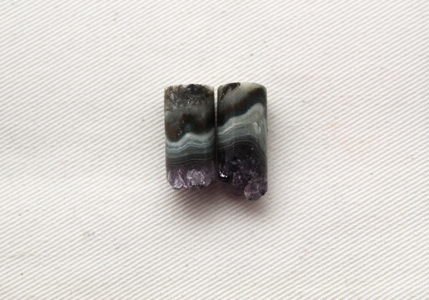 Amethyst slices Pair gemstone druzy Cylinder
