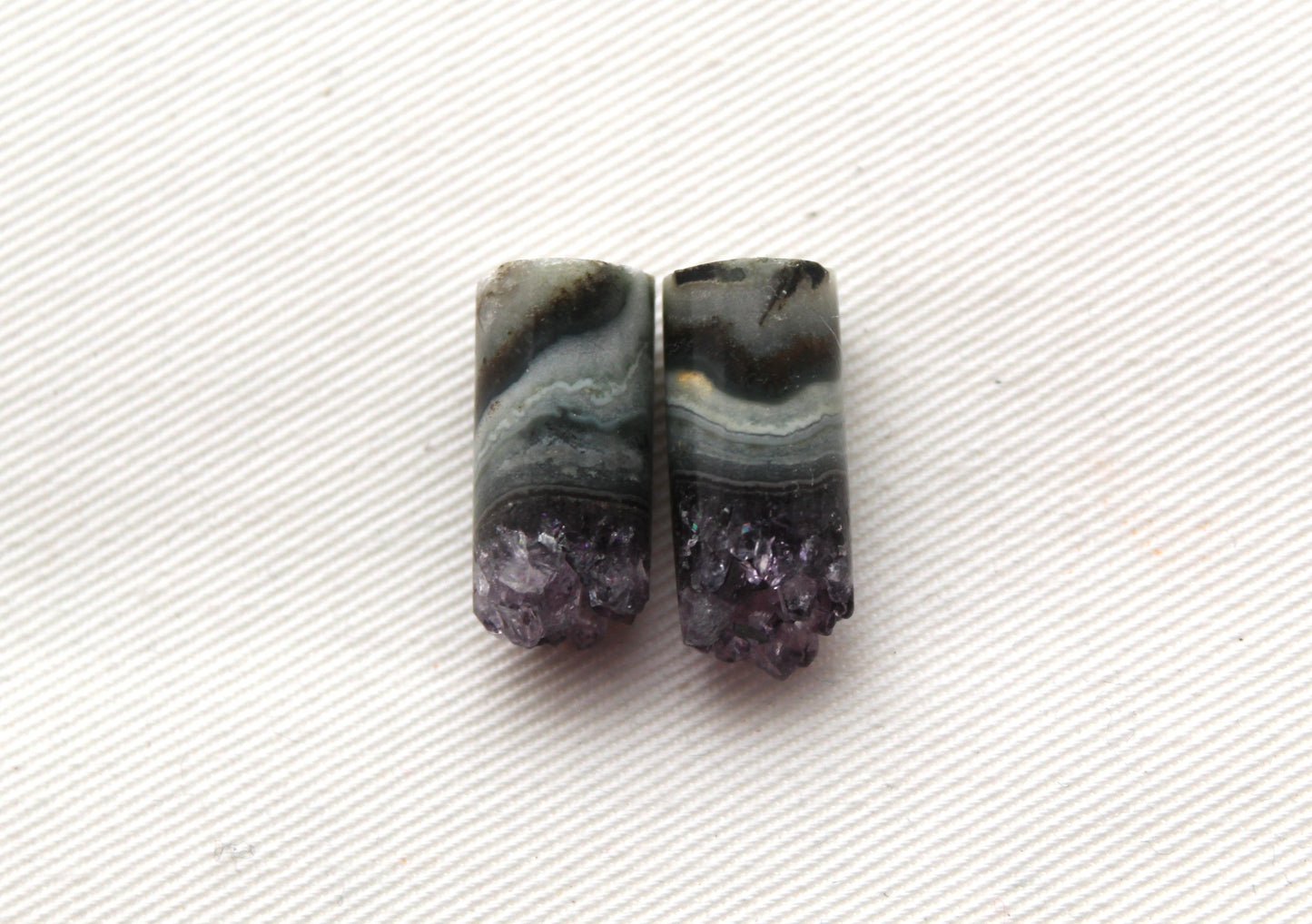 Amethyst slices Pair gemstone druzy Cylinder