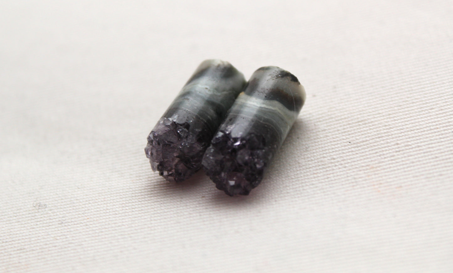 Amethyst slices Pair gemstone druzy Cylinder