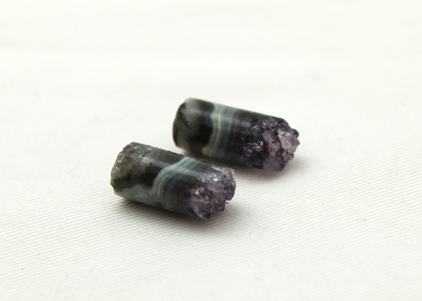 Amethyst slices Pair gemstone druzy Cylinder