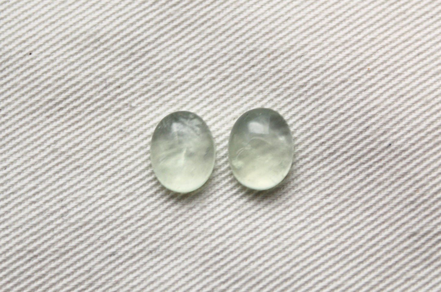 TWO prehnite cabochons Gemstones Oval 8x10MM