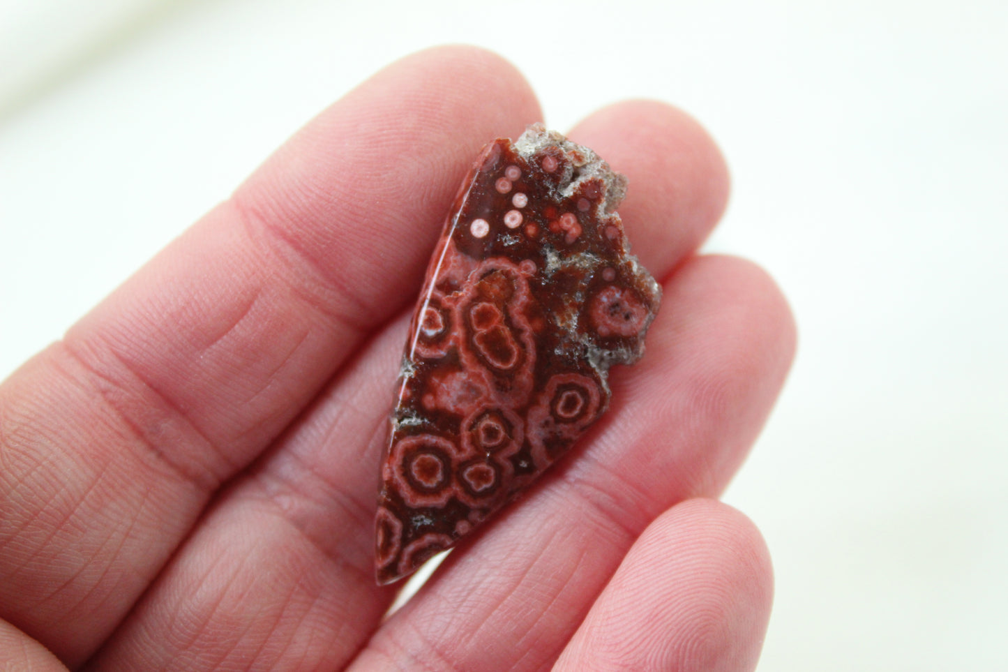 River Jasper Cabochon Gemstone red prink with Druzy