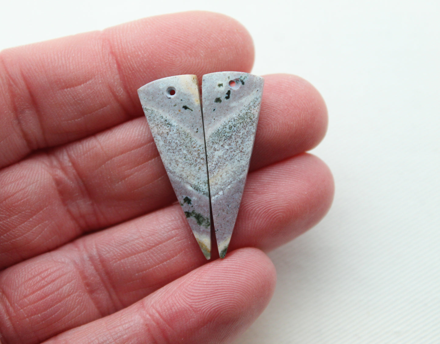 Pair of Indonesian Jasper Cabochons DRILLED