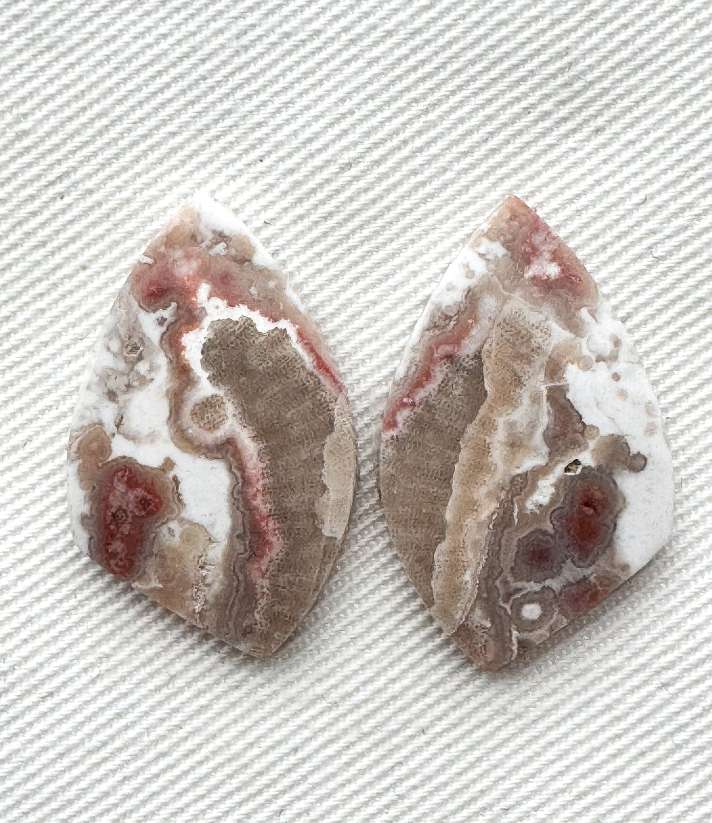 River Jasper Cabochon Pair Gemstone beige